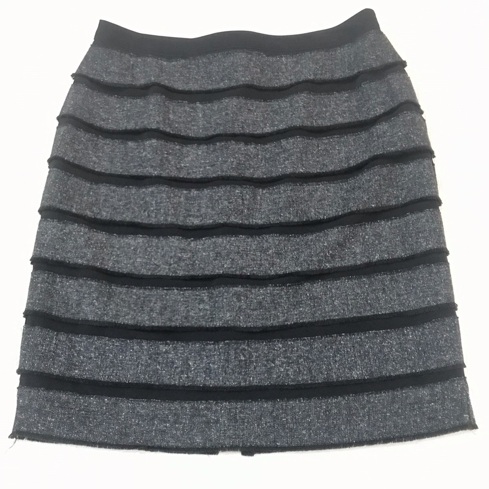 WORTHINGTON Y2K Black and White Tweed Fringe Pencil Skirt Size 12